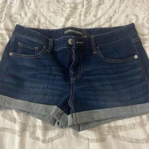 Express jean shorts with rolled bottom